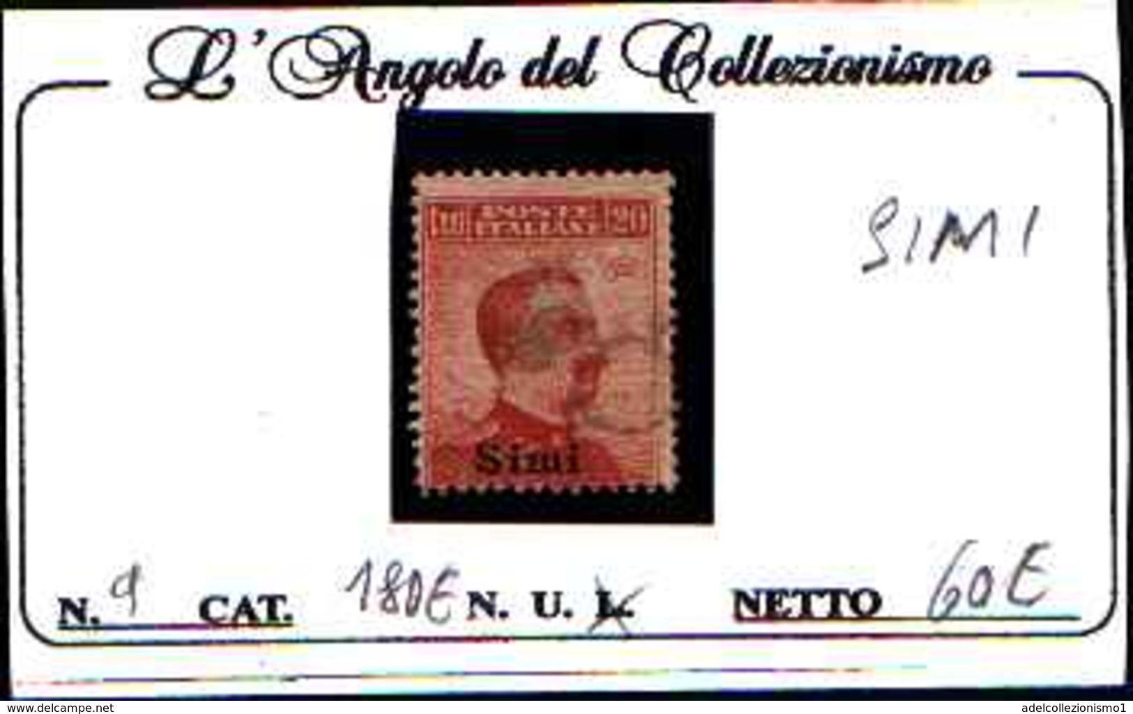 84976) EGEO-SIMI-Serie Ordinaria  SOPRA STAMPATA-20 C. MICHETTI- N.9- MLH* - Egée (Simi)