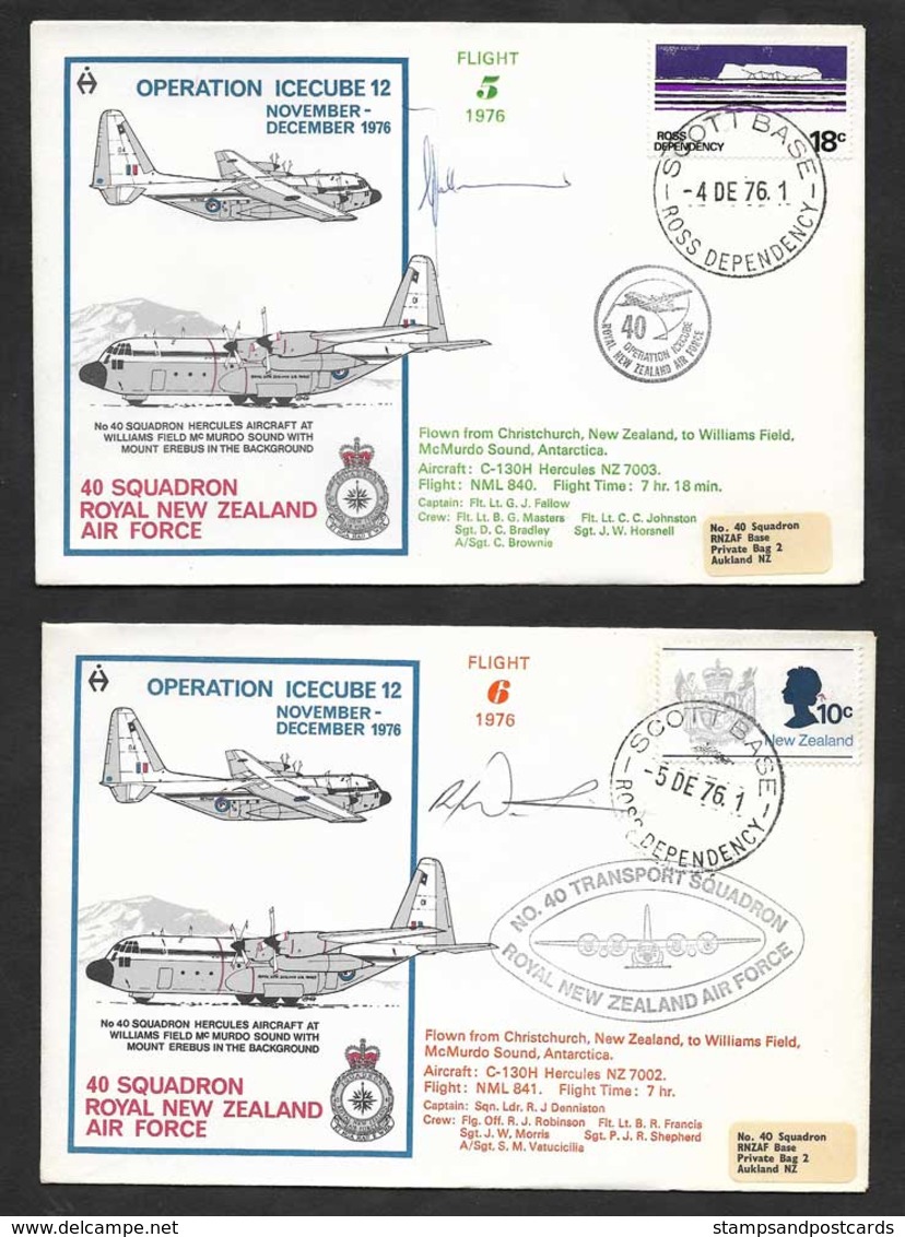 Nouvelle-Zélande 6 lettres signés Operation Icecube Scott Base Ross Dependency antarctique 1976 antarctica signed covers