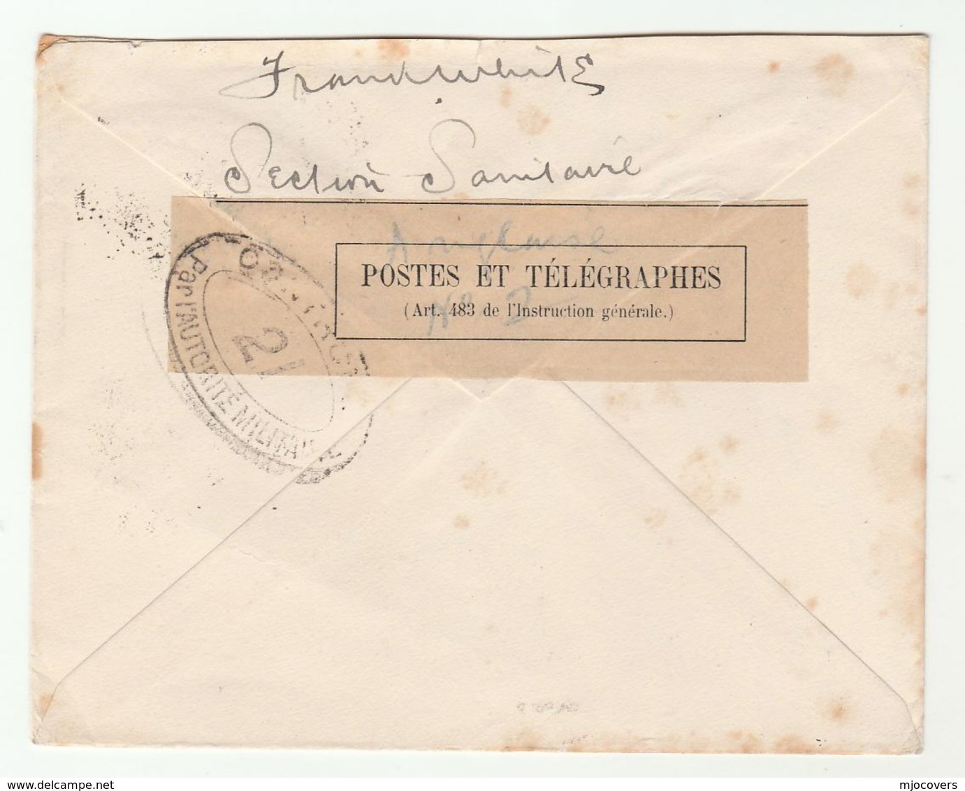 FRANCE 2eme SANITAIRE ANGLAISE COVER With FRENCH CENSOR POST LABEL On Back To GB Military Forces Health Censored WWI - Covers & Documents