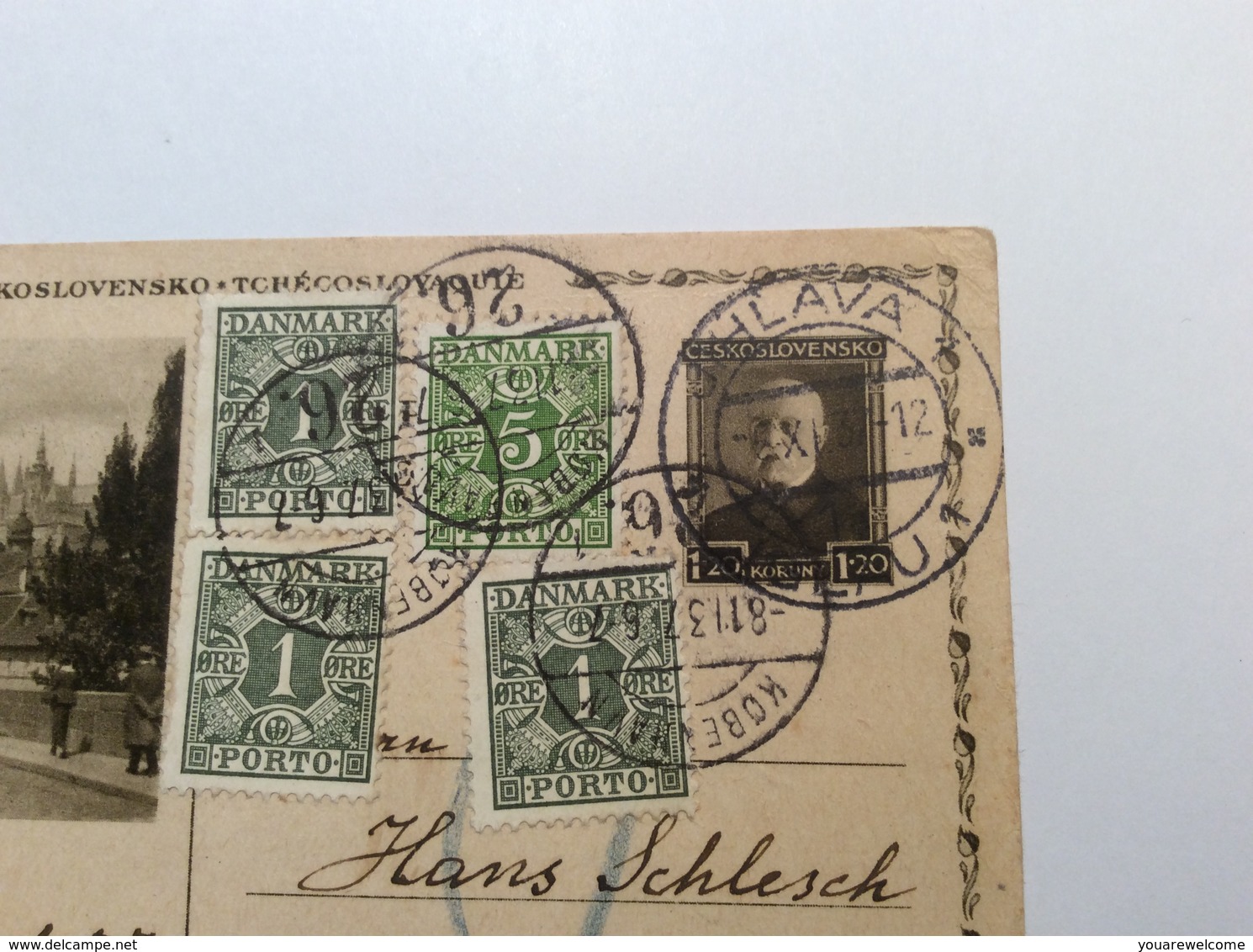 Denmark 1937 Postage Due Czechoslovakia Postal Stationery IGLAU  (lettre Brief Cover Lösenmarken Porto Danmark - Port Dû (Taxe)