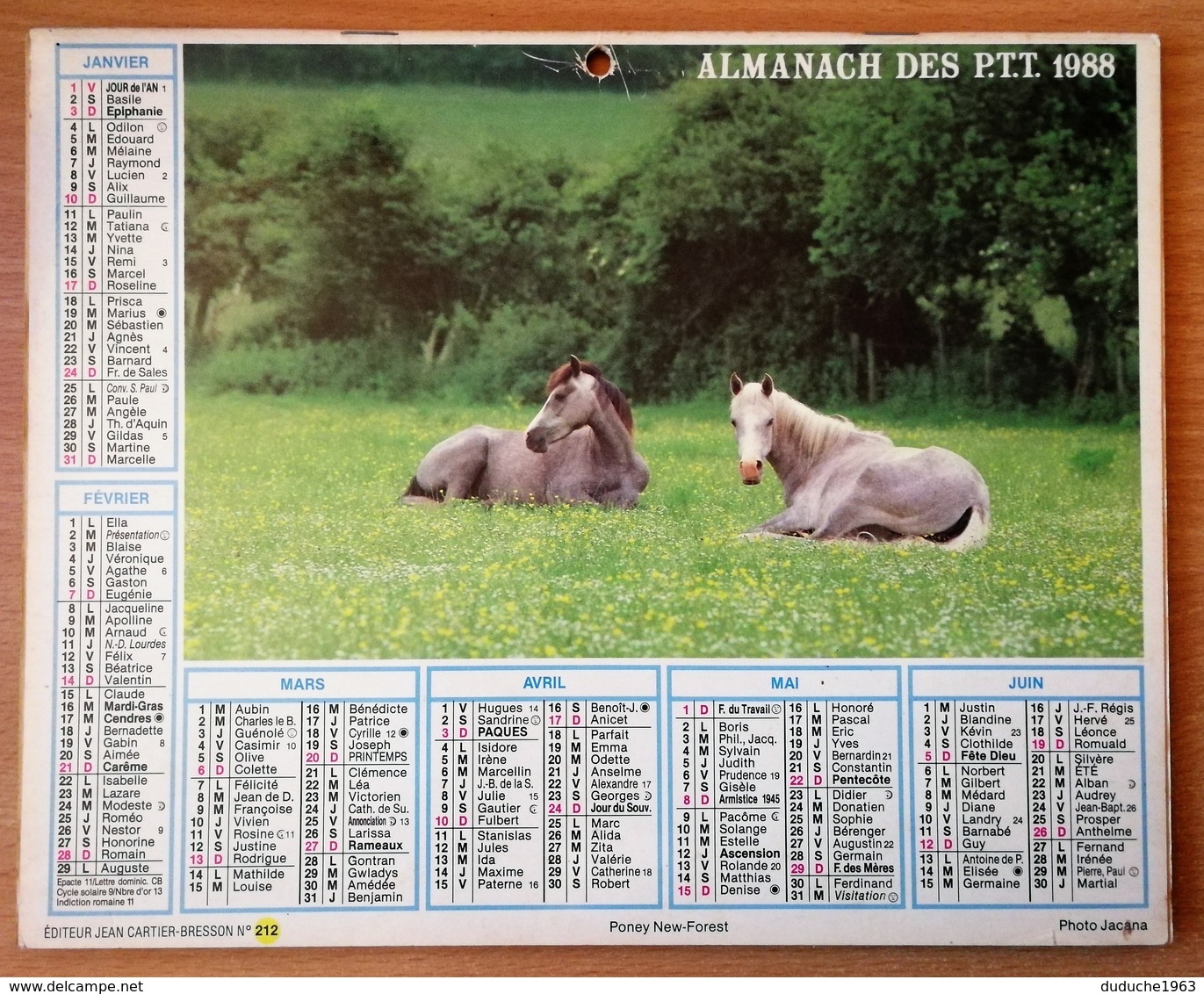 Calendrier La Poste - Almanach : 75-92-93-94 Paris Et Banlieue 1988. Plan Banlieue Paris,métro,autobus - Grossformat : 1981-90