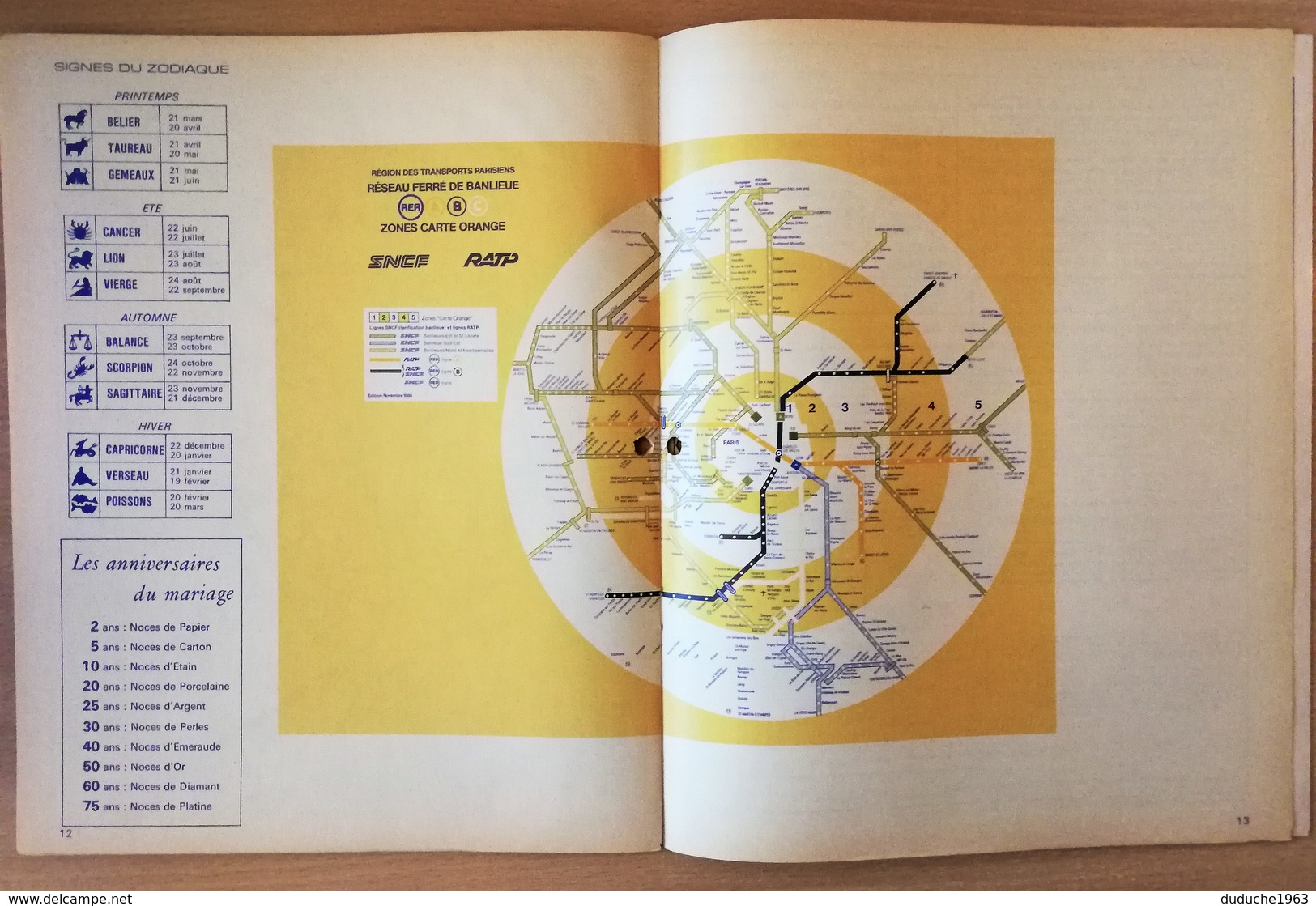 Calendrier La Poste - Almanach : 75-92-93-94 Paris et banlieue 1988. Plan banlieue Paris,métro,autobus