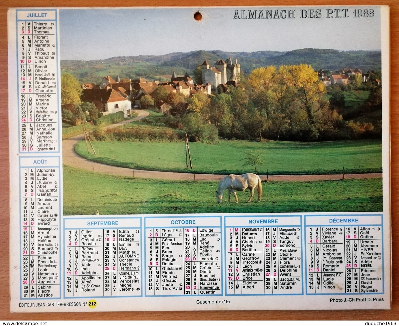 Calendrier La Poste - Almanach : 75-92-93-94 Paris et banlieue 1988. Plan banlieue Paris,métro,autobus