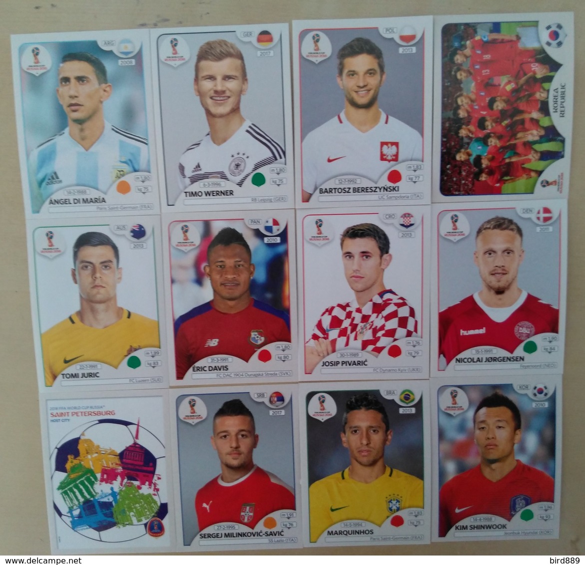 2018 FIFA World Cup 12 Different Panini Stickers New - Edizione Inglese