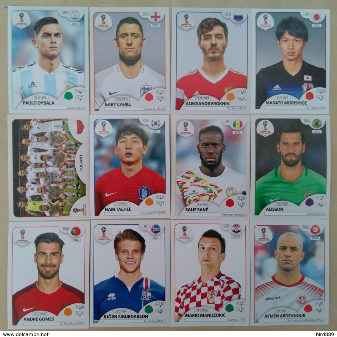 2018 FIFA World Cup 12 Different Panini Stickers New - Edizione Inglese