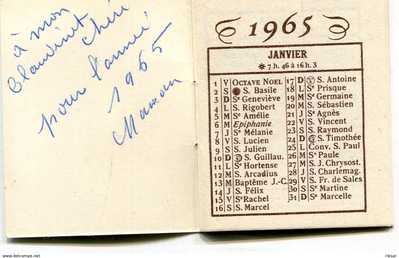 CALENDRIER 1965 - Petit Format : 1961-70