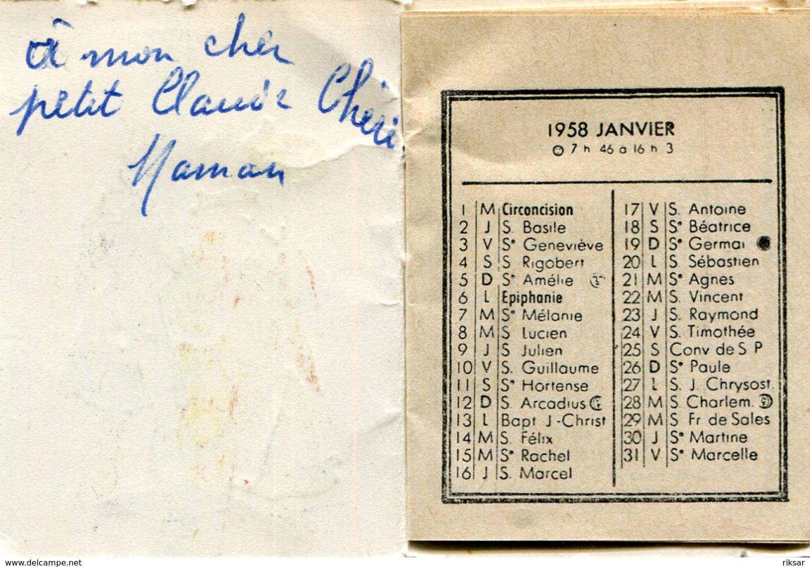 CALENDRIER 1958 - Petit Format : 1941-60