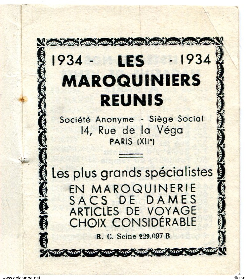 CALENDRIER 1934 - Petit Format : 1921-40