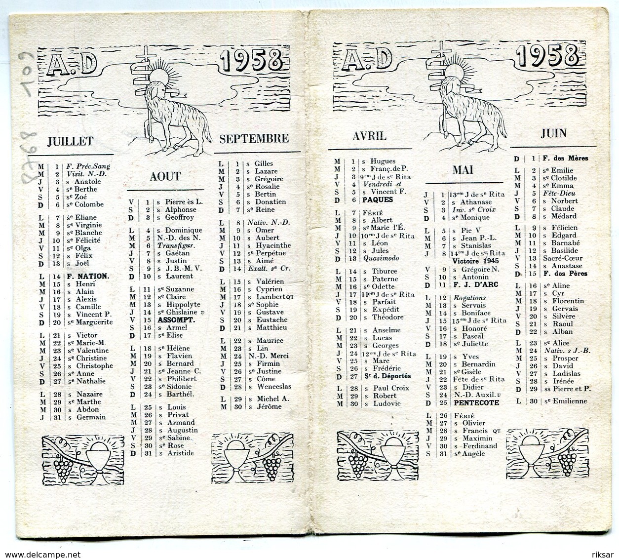 CALENDRIER 1958 - Petit Format : 1941-60