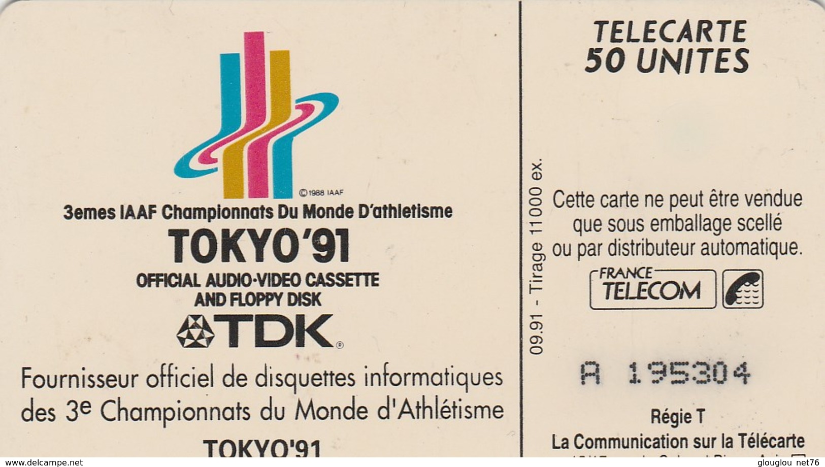 TELECARTE 50....TDK !  DISQUETTES INFORMATIQUES...11 000 EX..... - 50 Unités   