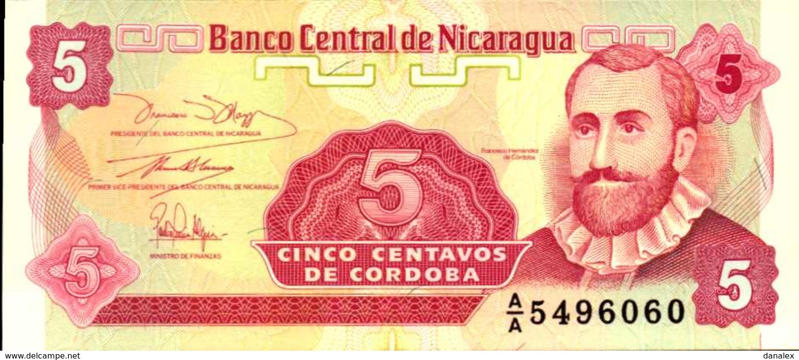 NICARAGUA  5 CENTAVOS DE CORDOBAS  De 1991nd  Pick 168  UNC/NEUF - Nicaragua