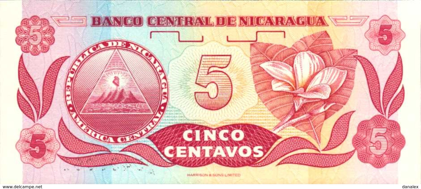 NICARAGUA  5 CENTAVOS DE CORDOBAS  De 1991nd  Pick 168  UNC/NEUF - Nicaragua