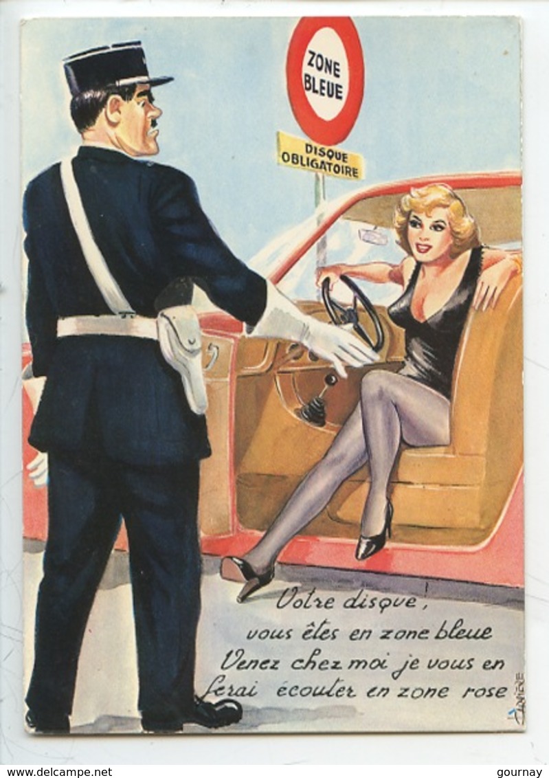 Louis Carriere - Votre Disque... Zone Bleue Code De La Route Gendarme Pin Up - Humour (cp Vierge N°50373) - Humor