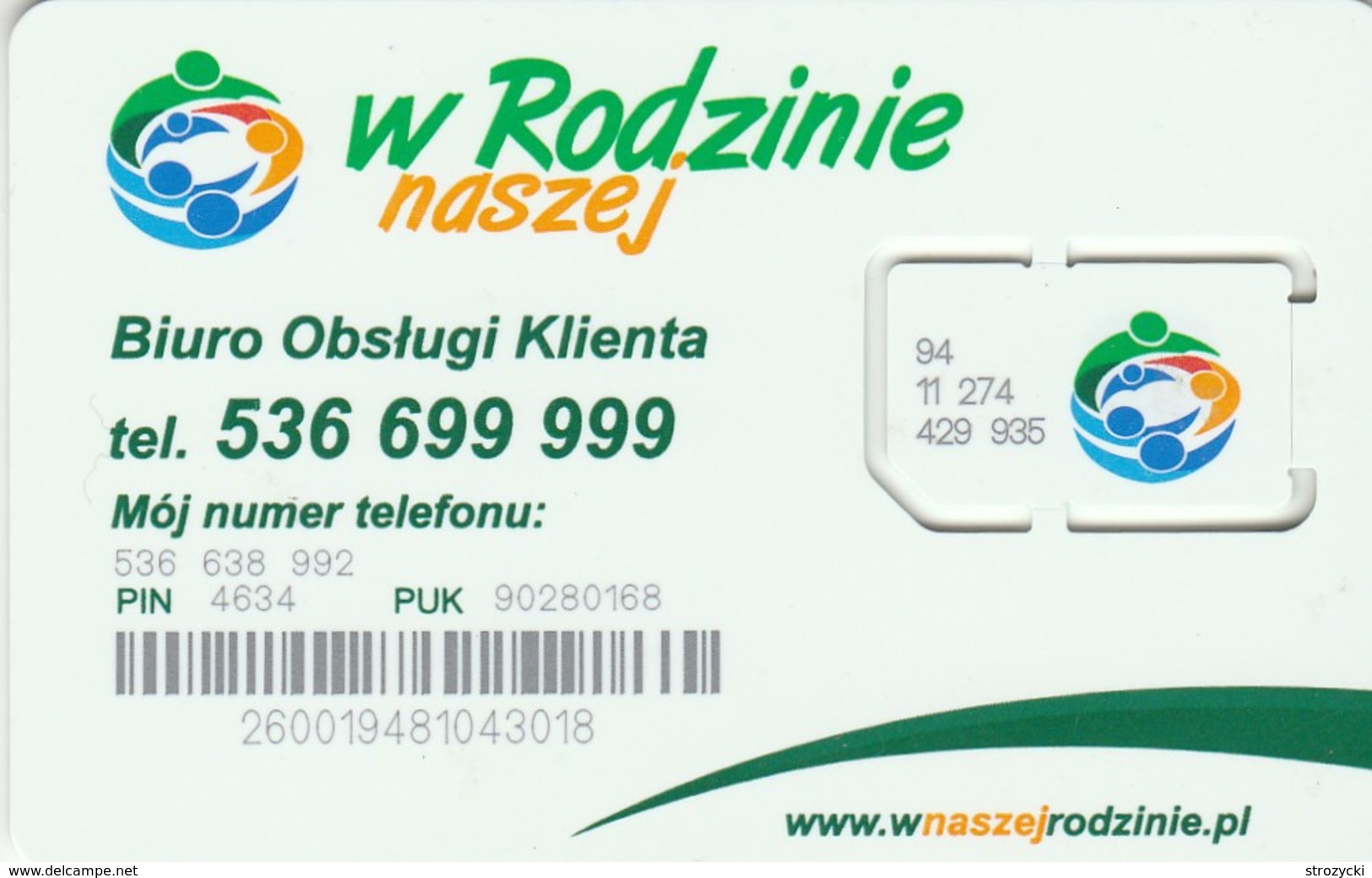 Poland - "W Naszej Rodzinie" - GSM SIM  - Mint - Poland