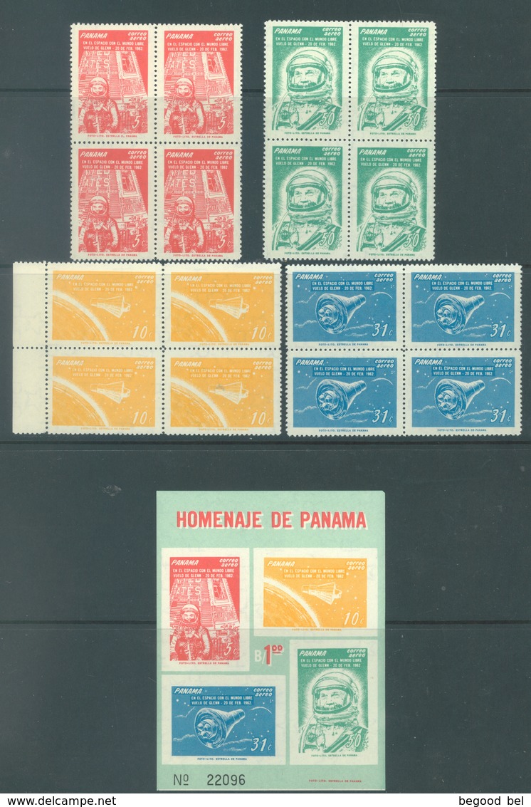 PANAMA  - MNH/**- 1962 - MERCURY JOHN GLENN - Mi 633-636 BLOC 12  - Lot 17232 - Panama