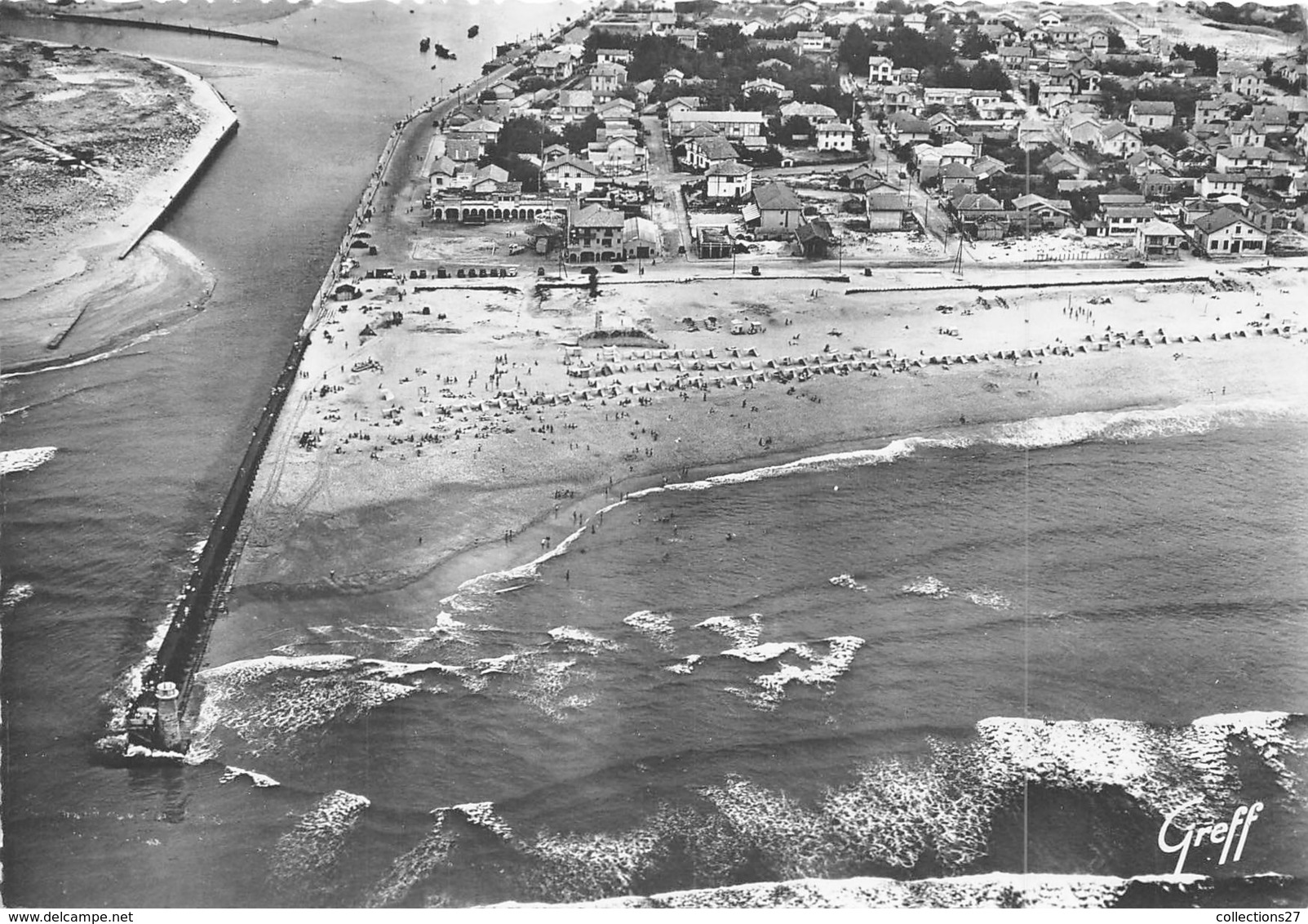 40-CAPBRETON- VUE AERIENNE LA DIGUE , LE PHARE ET LA VILLE - Capbreton