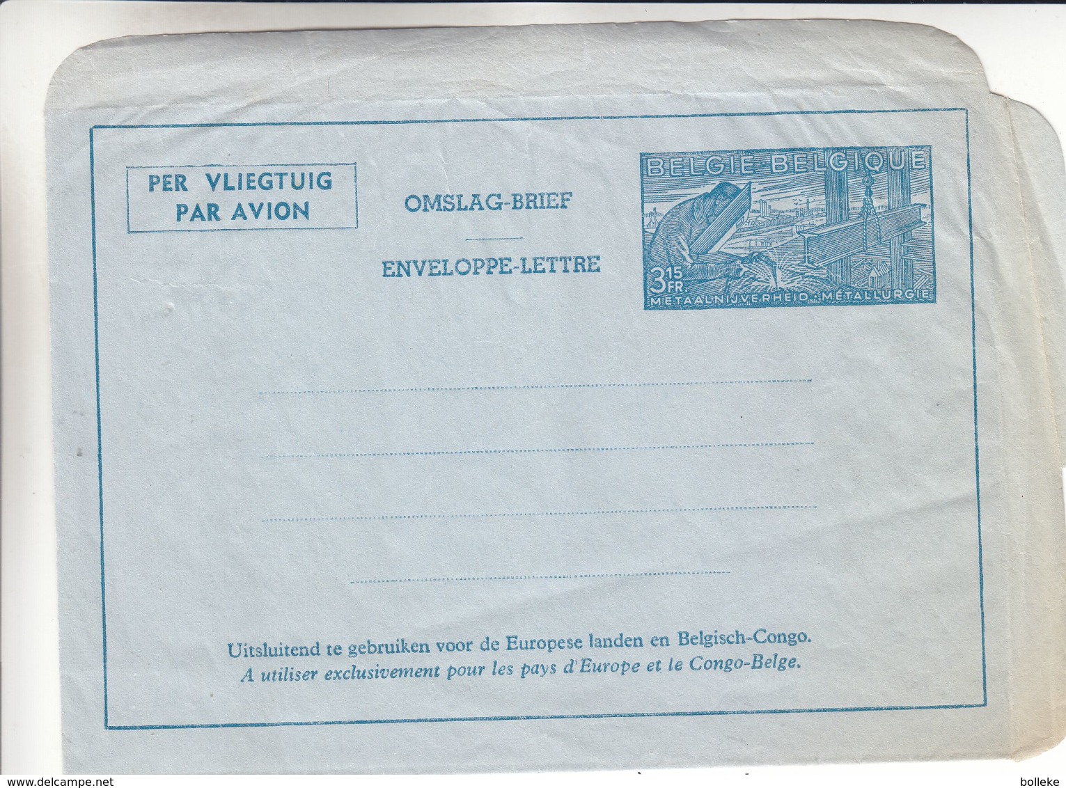 Belgique - Enveloppe Lettre  - Entier Postaux - Métallurgie - Soudure - Briefumschläge