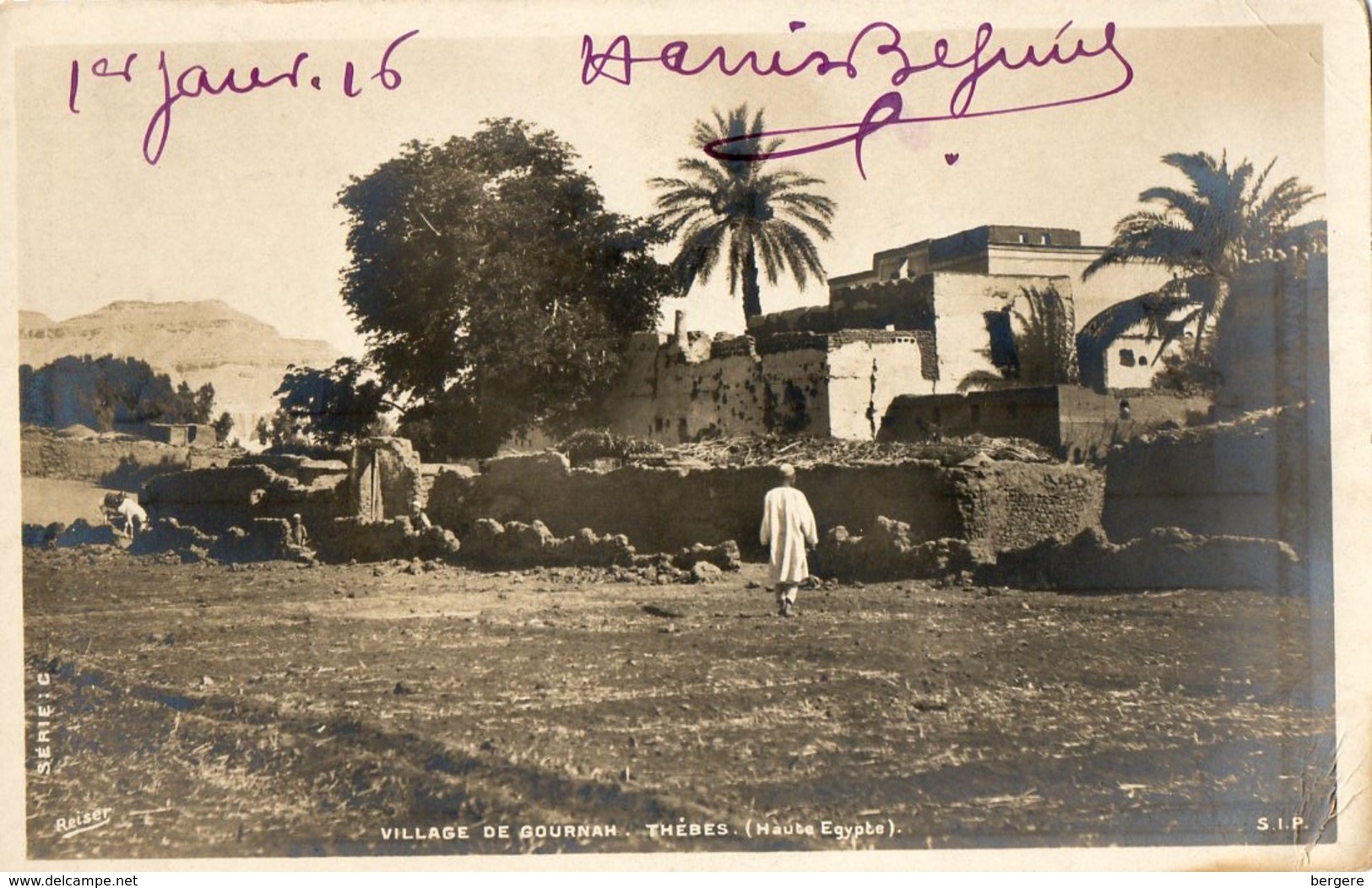 CPA. Village De Gournah, Thébes, Haute Egypte.  1916. - Autres & Non Classés