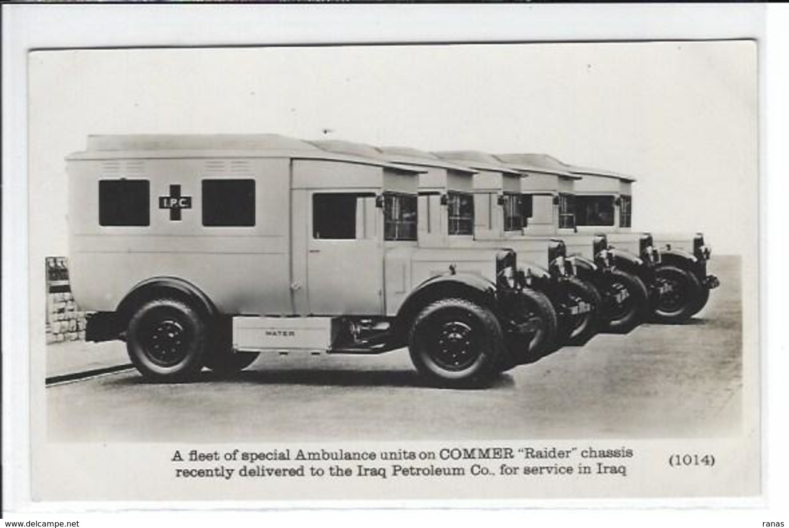 CPA IRAQ Voiture Automobile COMMER Pétrole Ambulance Croix Rouge Carte Photo RPPC - Iraq
