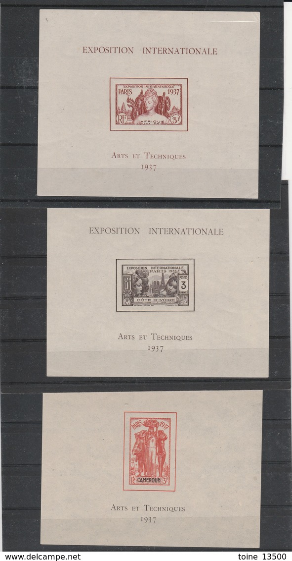 Exposition Internationale 1937 Lot De 3 Blocs ( à Voir 3 Scans) - 1937 Exposition Internationale De Paris