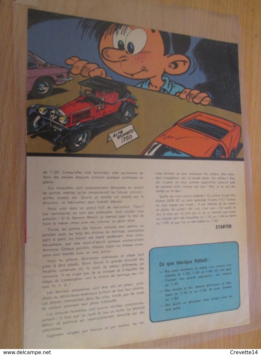 CLI618 Rubrique STARTER JIDEHEM : MINIATURES POLISTIL , 2 Feuilles 2 Pages Découpées Dans Revue Spirou Des 60/70's - Auto/Moto