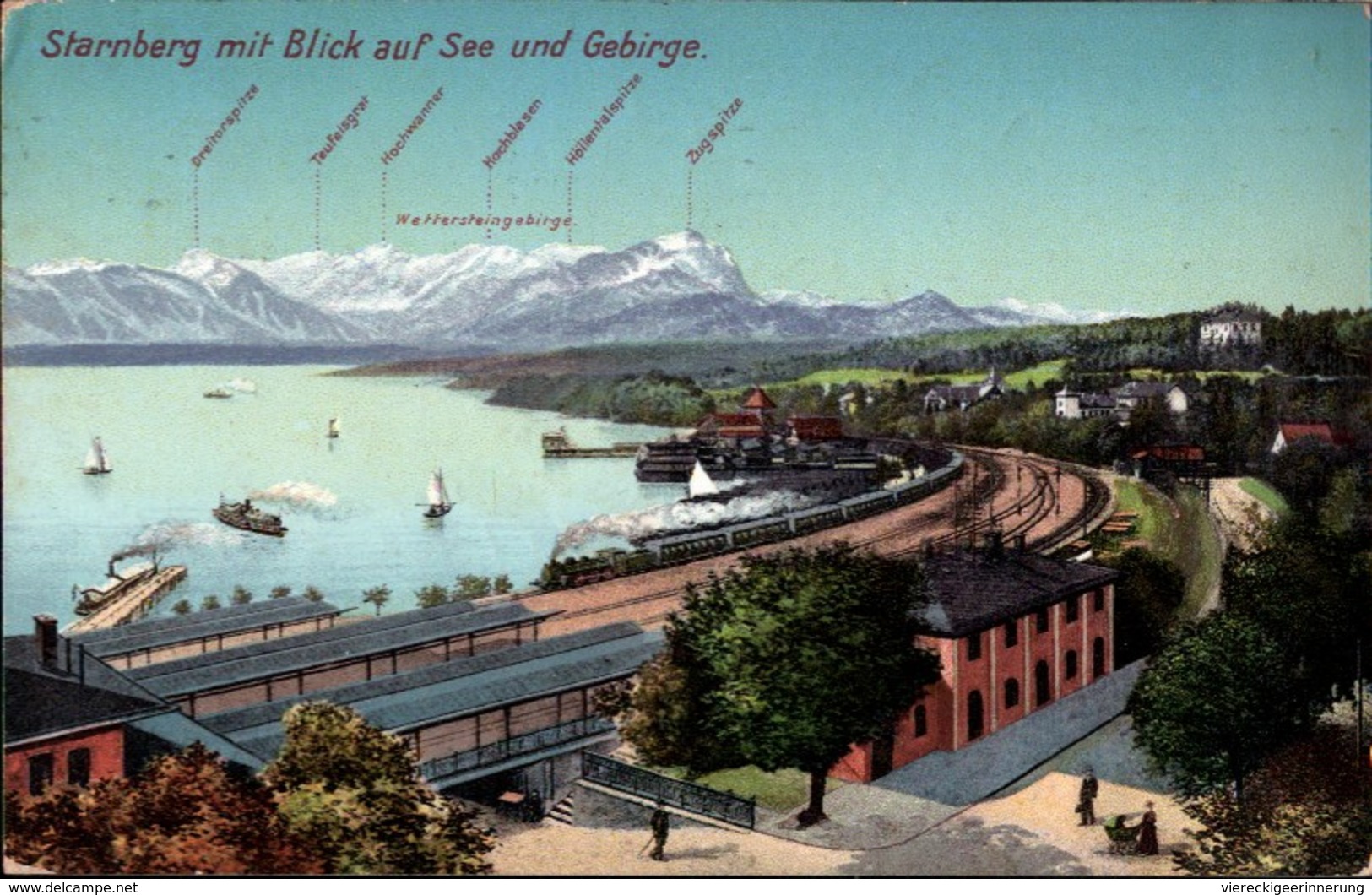 !  Alte Ansichtskarte Aus Starnberg, Bahnhof, Eisenbahn, Starnberger See, Bayern, 1909 - Bahnhöfe Mit Zügen