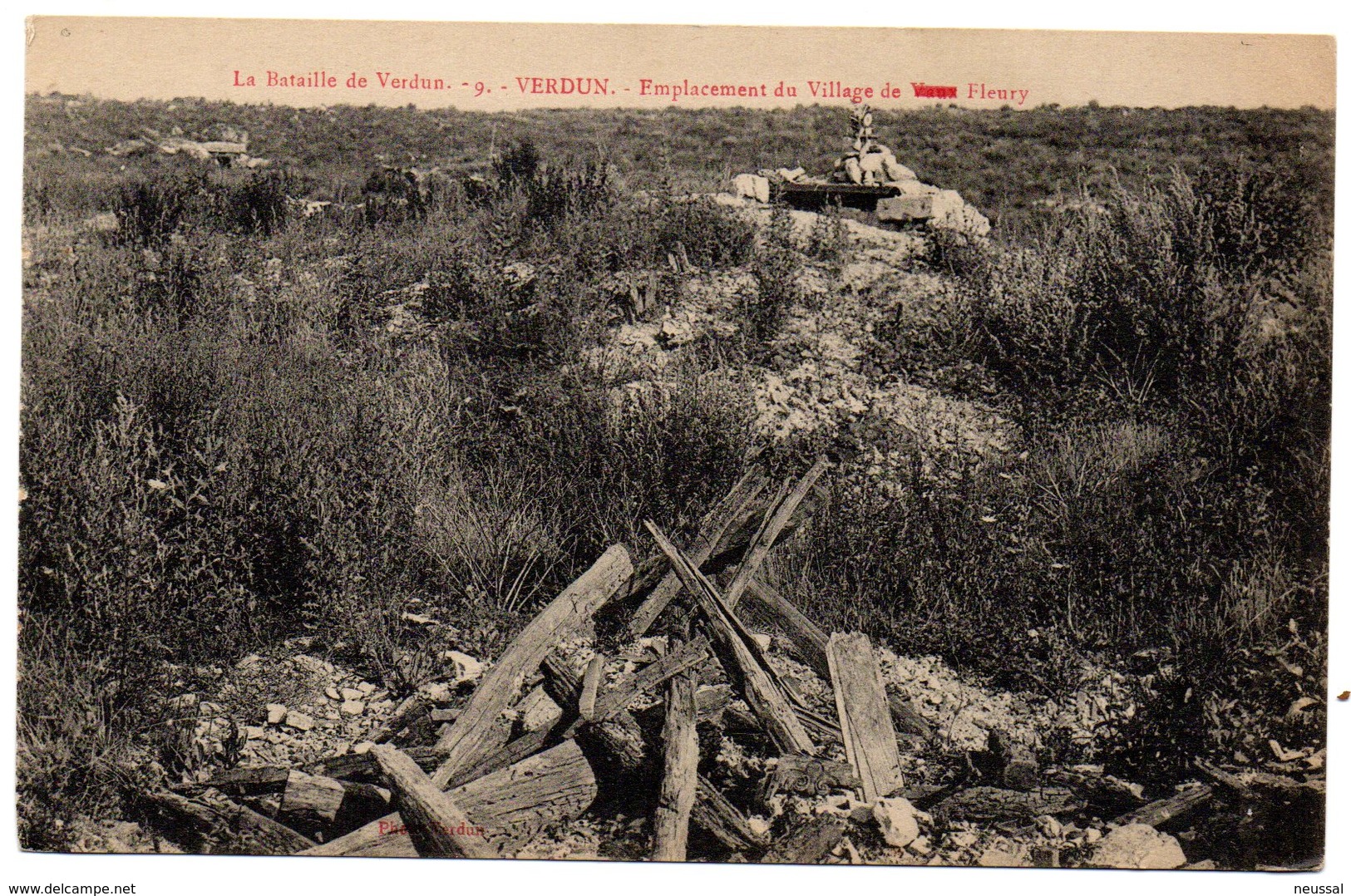 Tarjeta Postal De Verdun. Emplacement Du Village De Fleury. - Verdun