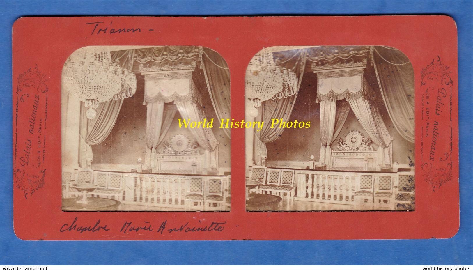 Photo Ancienne Stéréo Vers 1890 1900 - VERSAILLES - Le Trianon - Chambre De Marie Antoinette - Collection E.H. PARIS - Anciennes (Av. 1900)