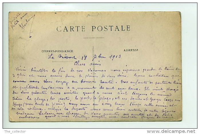 Piece De Collection - Le Treport - Cp Photo Ancienne - Datee De 1913 - Correspondance Au Verso D'Une Famille En Vacances - Lieux