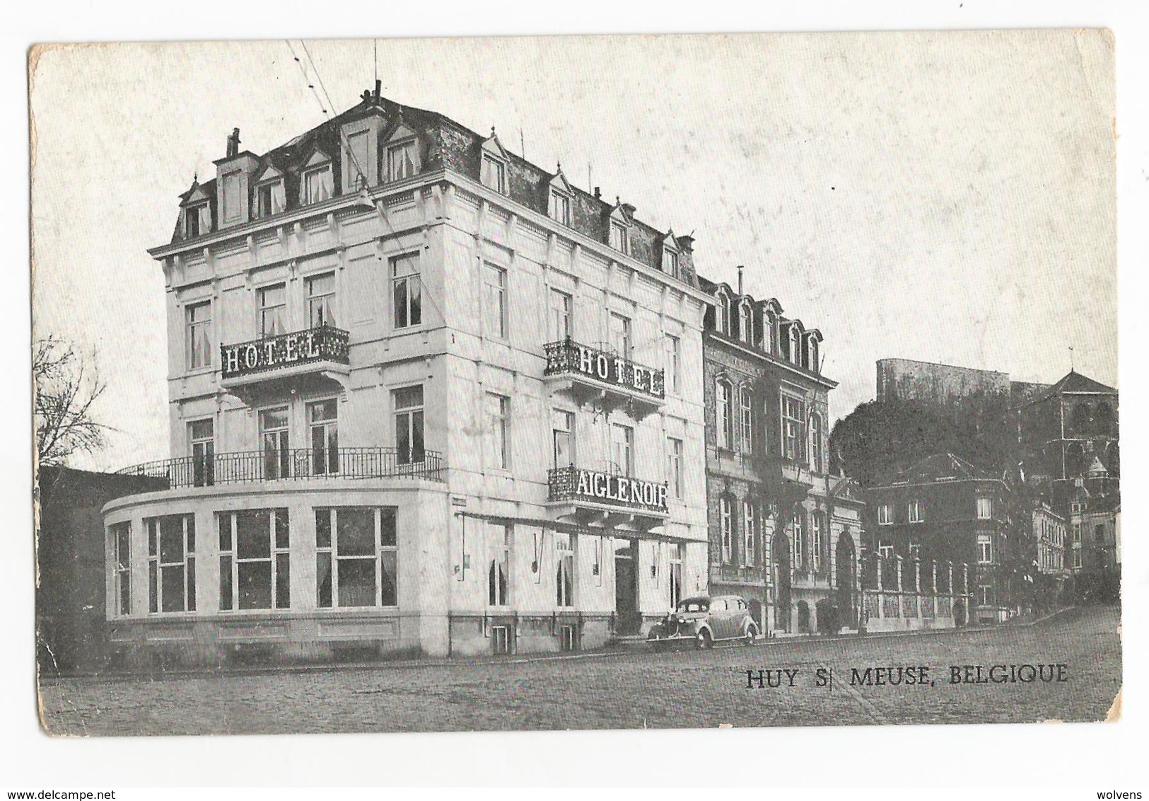 Huy Sur Meuse Quai Dautrebande Hôtel Restaurant Aigle Noir Carte Postale Ancienne - Hoei