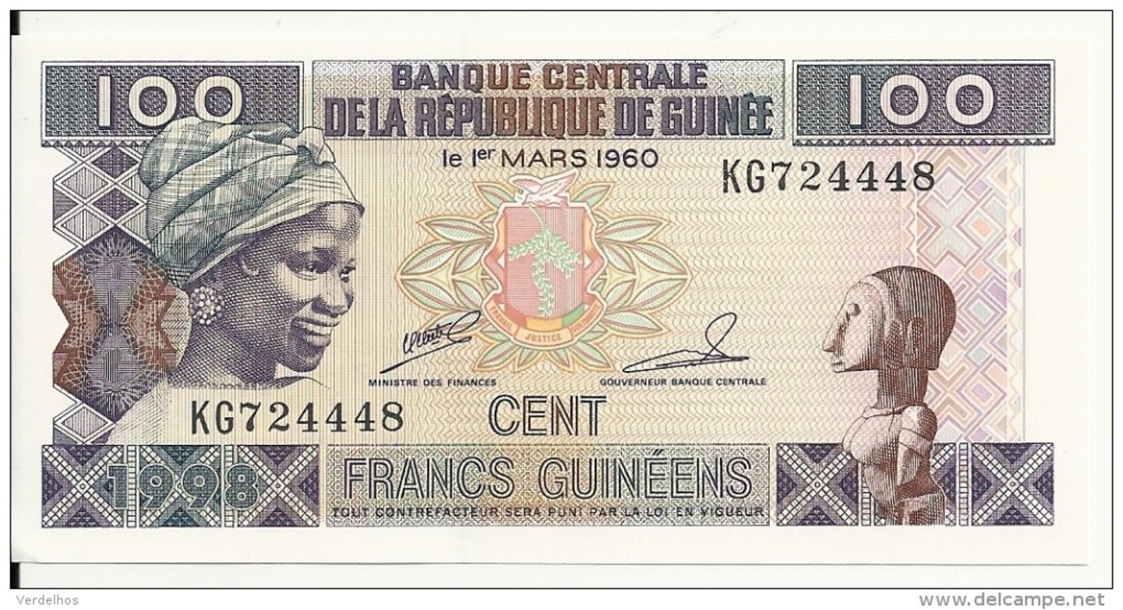 GUINEE 100 FRANCS 1998 UNC P 35 - Guinée