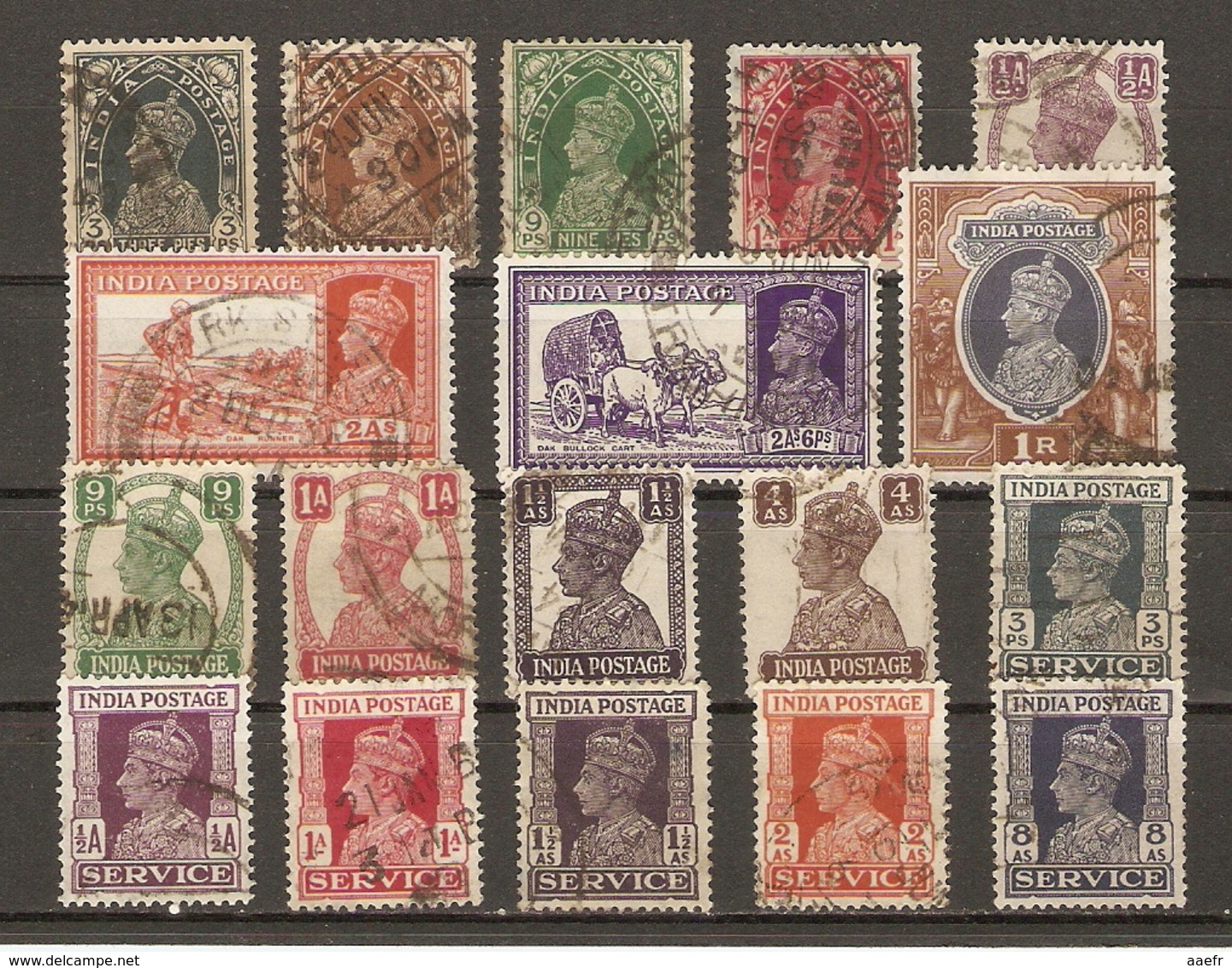 Inde - 1937/46 - Georges VI - Petit Lot De 18 Timbres Obliterés - Mezclas (max 999 Sellos)