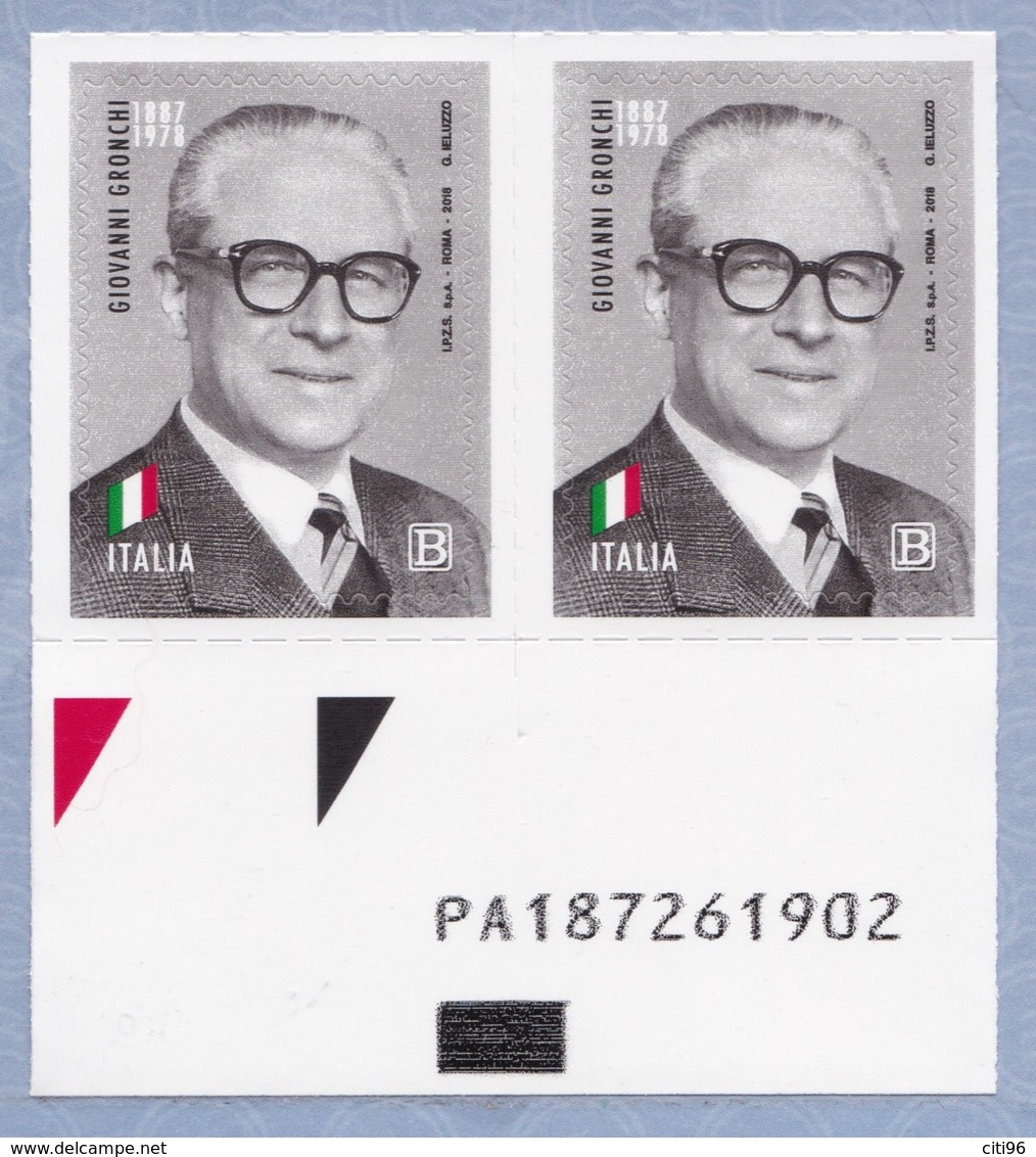 ITALIA Giovanni Gronchi Coppia Codice Alfanumerico Anno 2018 MNH** - Códigos De Barras