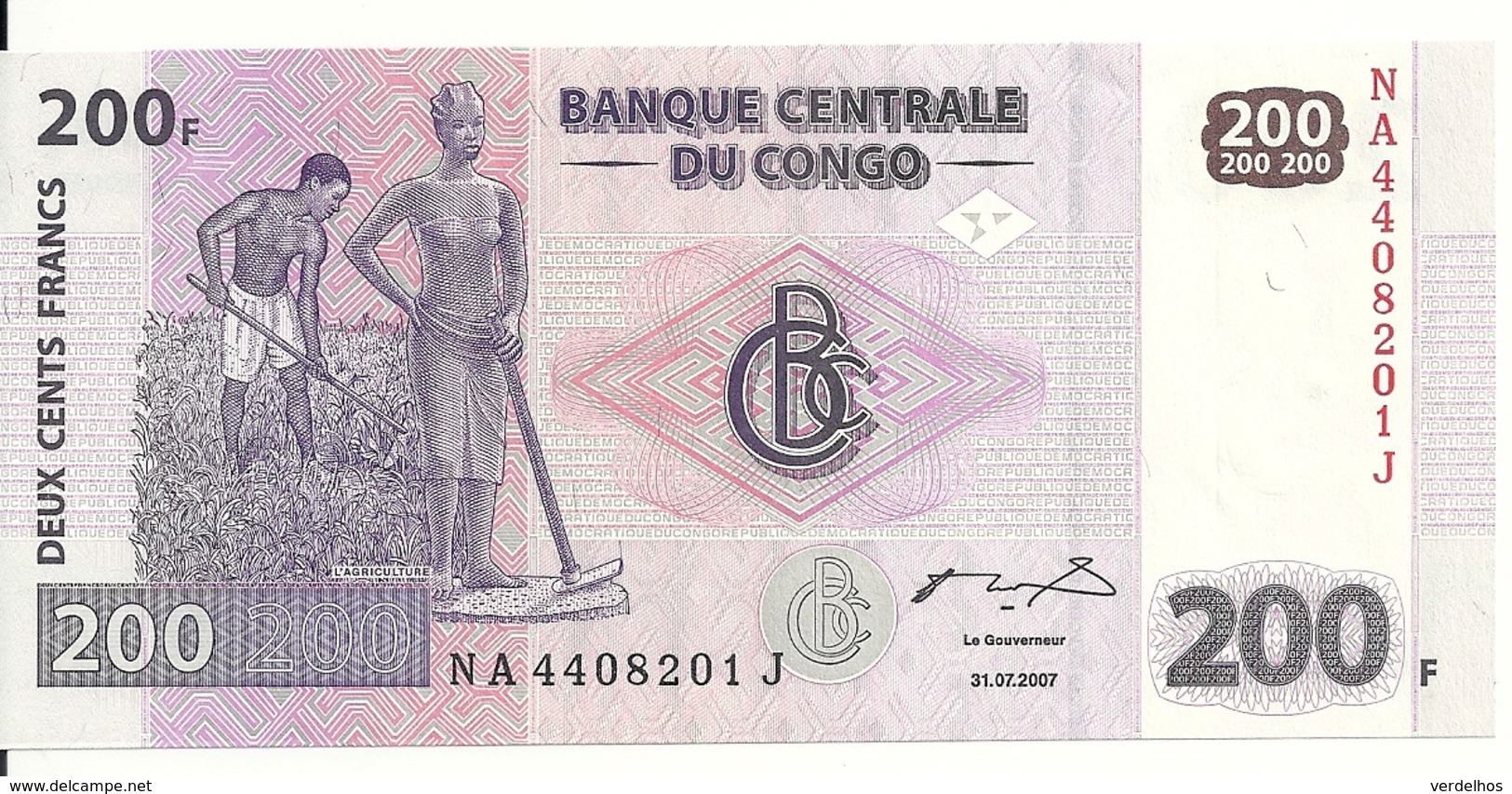 CONGO 200 FRANCS 2007 UNC P 99 - Non Classés