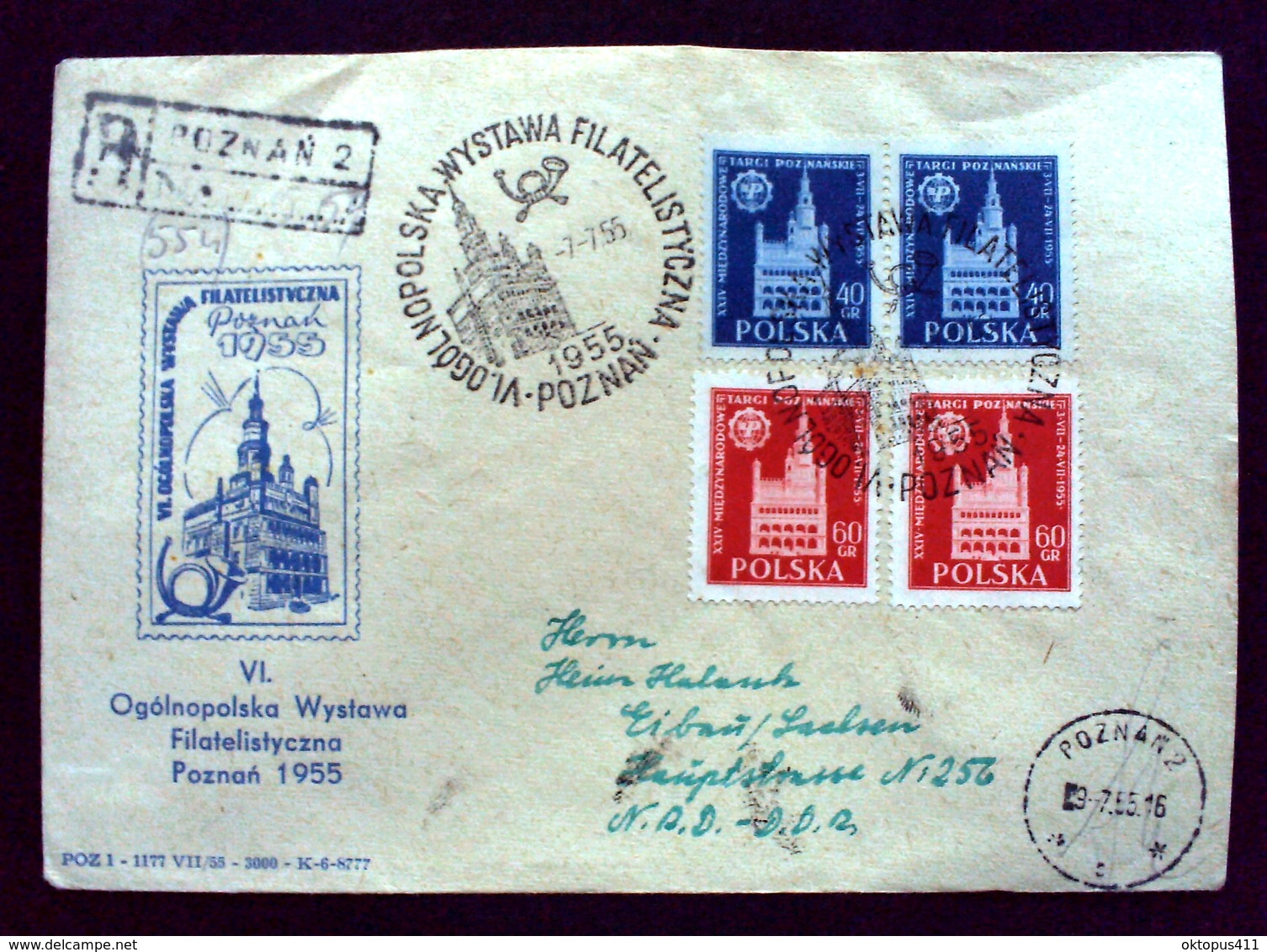 Polen,Poland 1955 " 6TH NATIONAL PHILATELIC EXPO IN POZNAN "R-Brief ,Registered Cover.(962') - Lettres & Documents