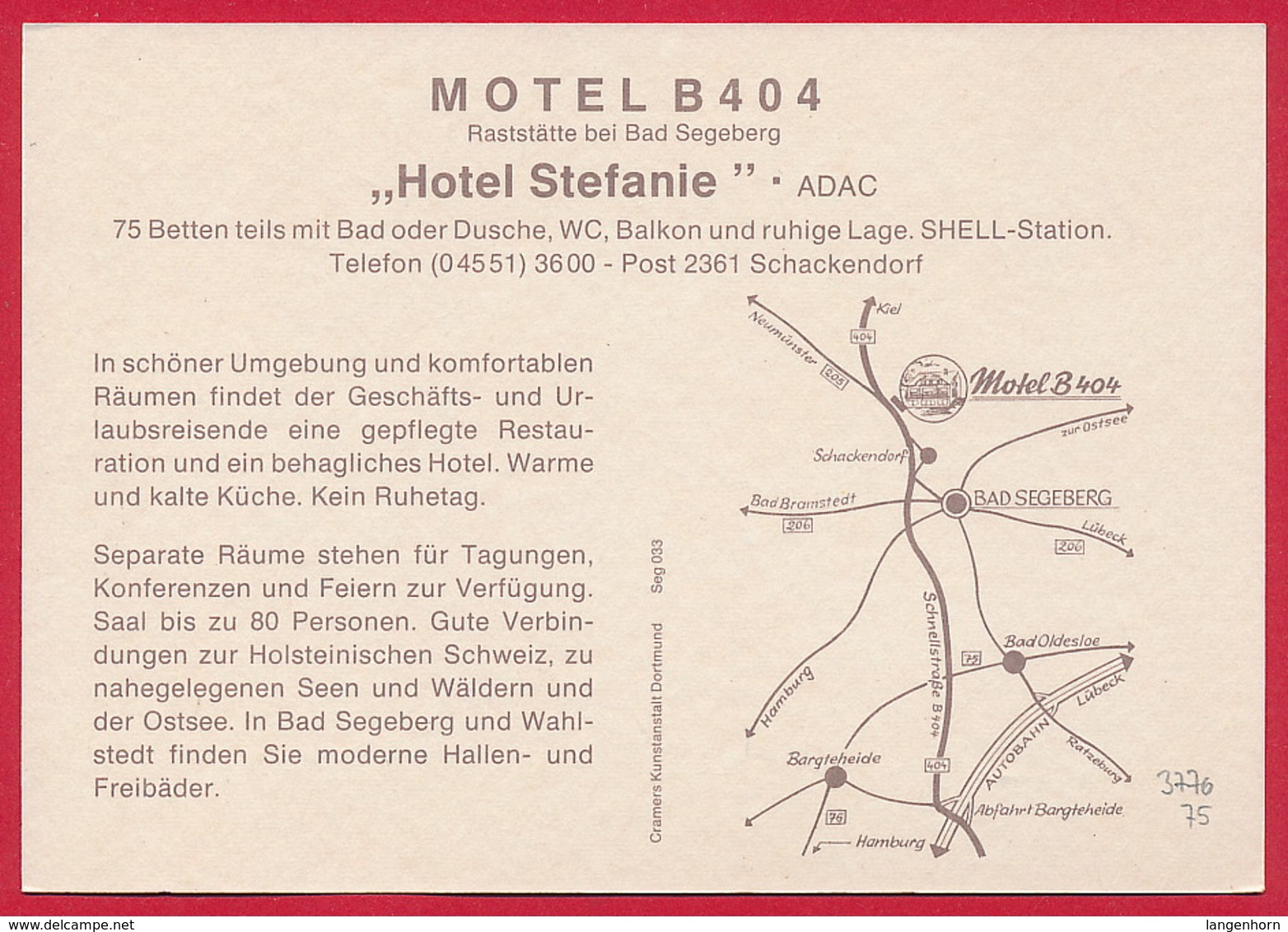 Karte 'Motel B 404' Bei Bad Segeberg  ~ Um 1965 - Bad Segeberg