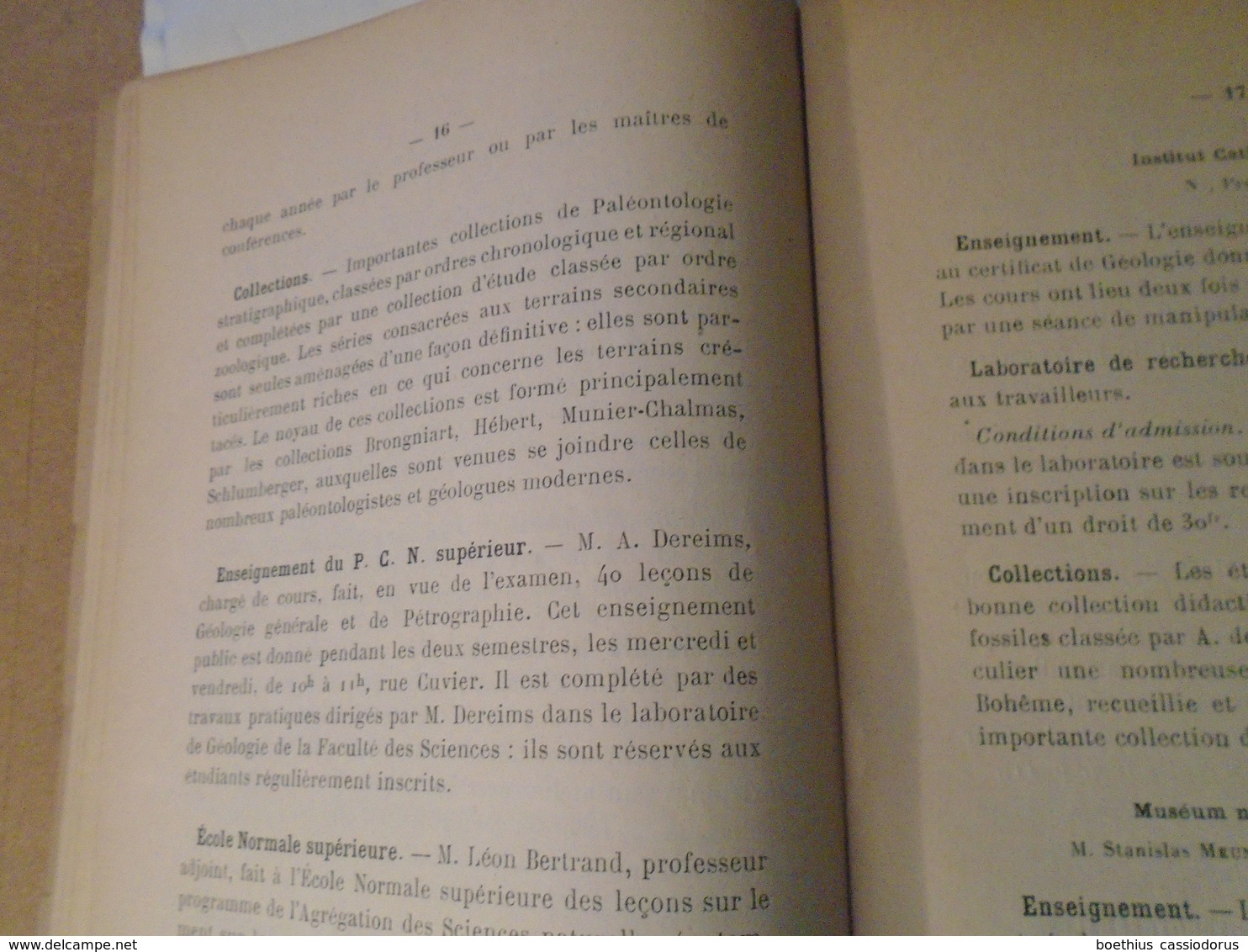 LES SCIENCES MINERALOGIQUE GEOLOGIQUE ET PALEONTOLOGIQUE  A PARIS. 1919 - Ile-de-France