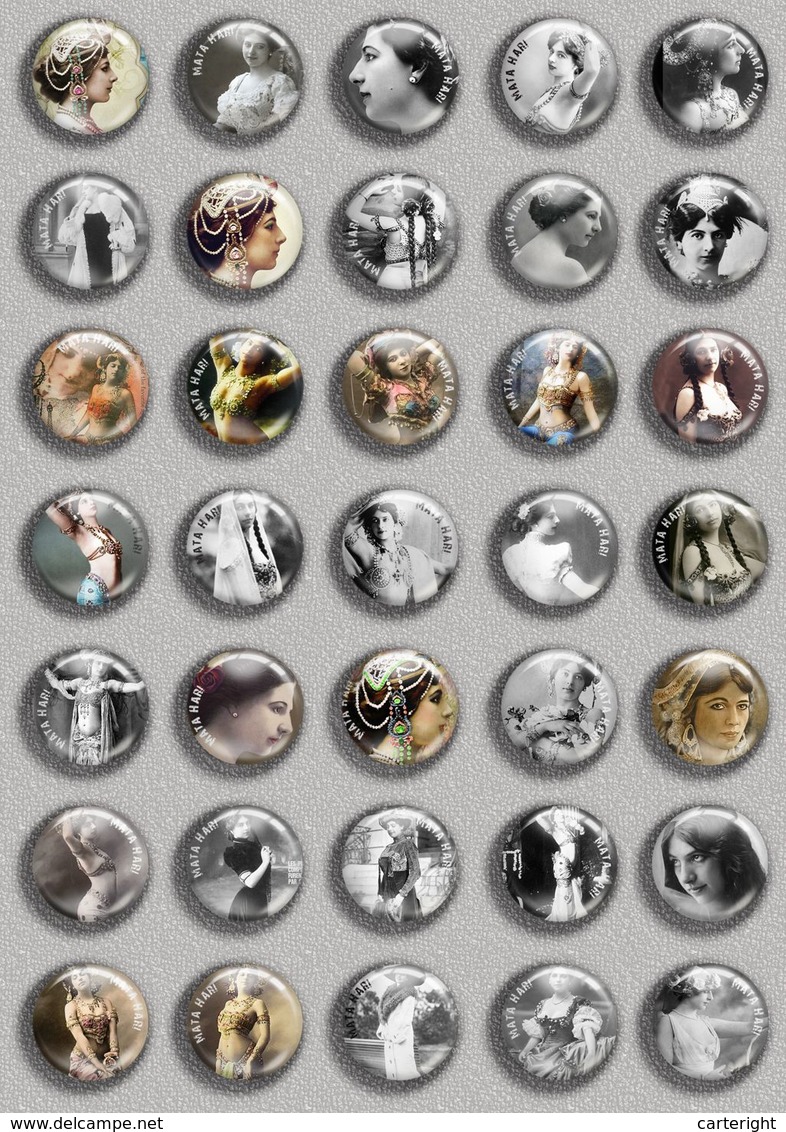 Mata Hari Fan ART BADGE BUTTON PIN SET (1inch/25mm Diameter) 35 DIFF B - Other & Unclassified