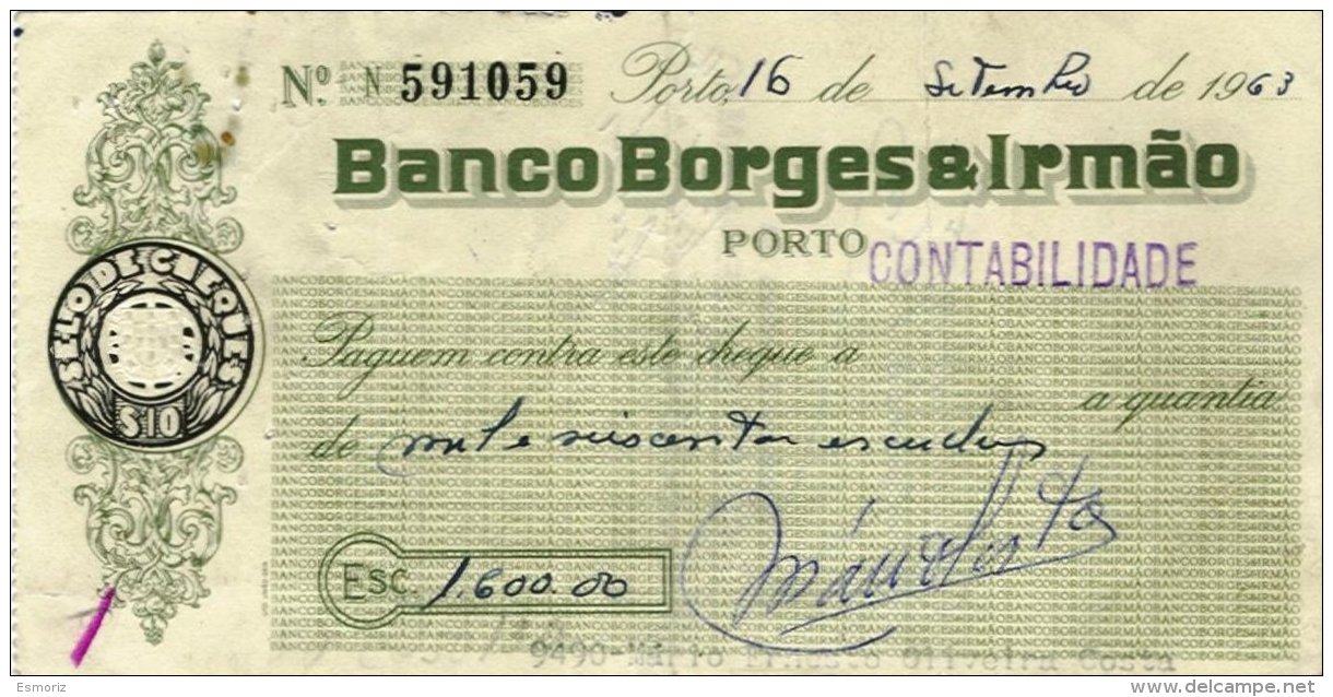 PORTUGAL, Cheques, Ave/F - Ongebruikt