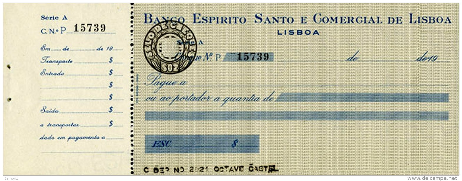 PORTUGAL, Cheques, F/VF - Ongebruikt