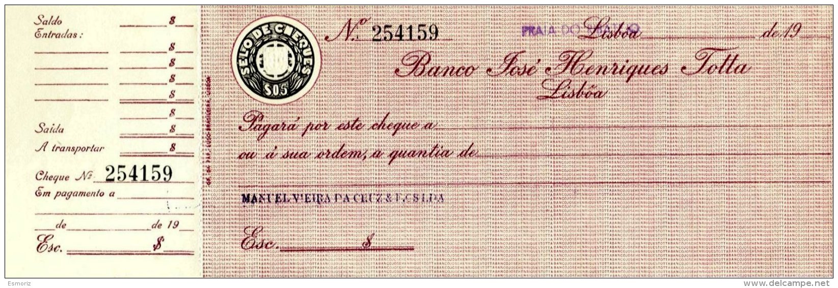 PORTUGAL, Cheques, F/VF - Nuovi