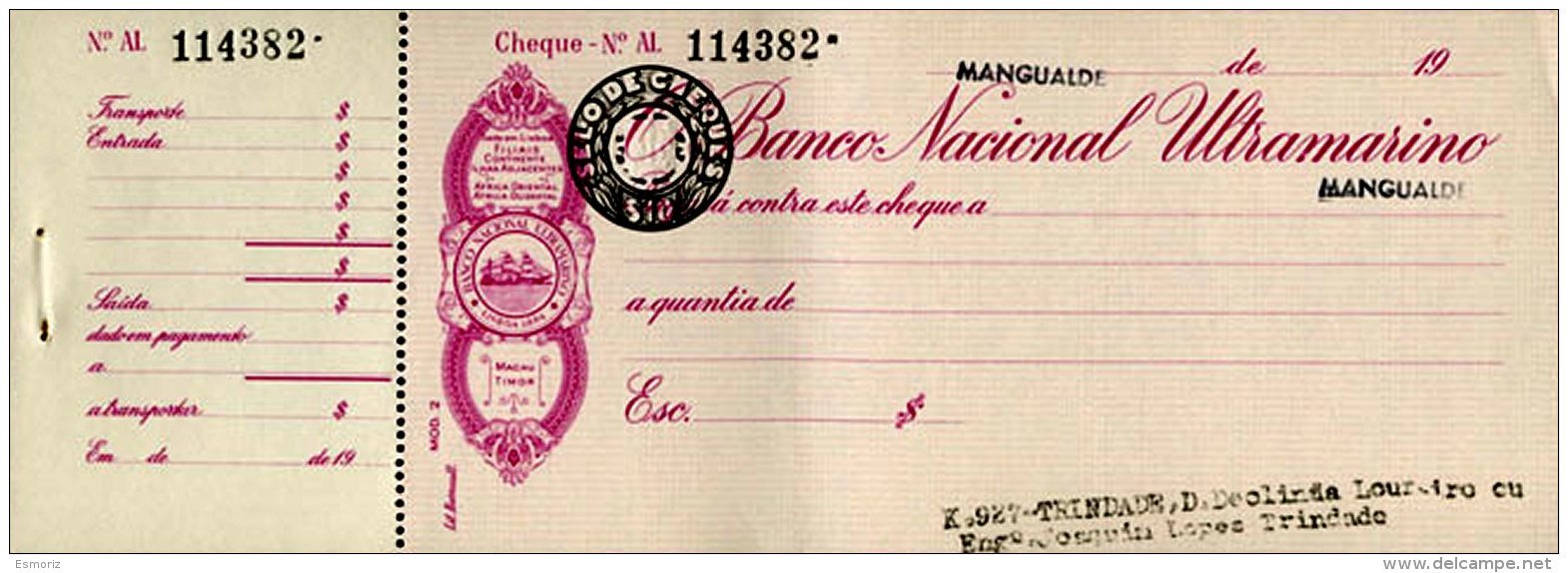 PORTUGAL, Cheques, F/VF - Ongebruikt