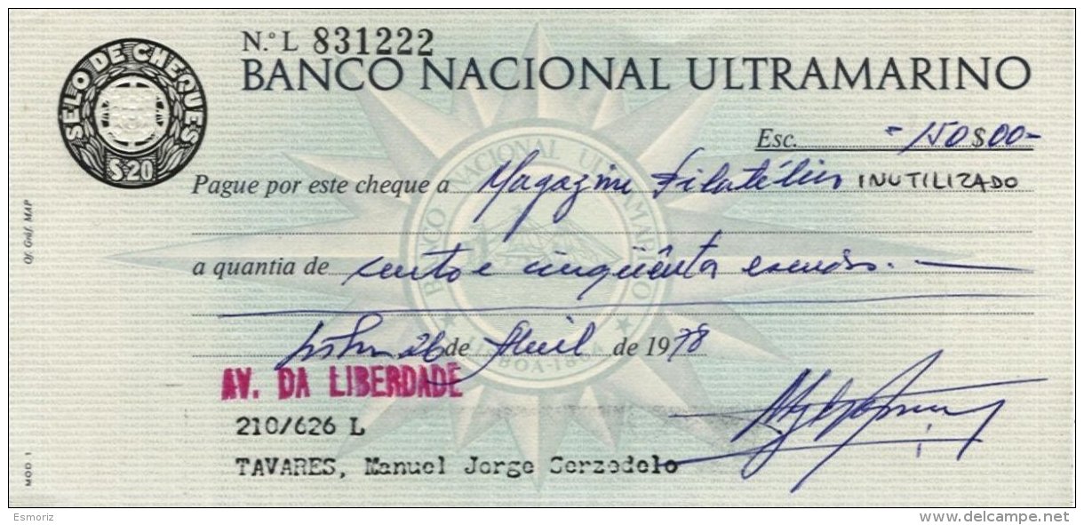 PORTUGAL, Cheques, F/VF - Ongebruikt