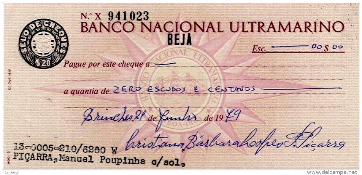 PORTUGAL, Cheques, F/VF - Ongebruikt