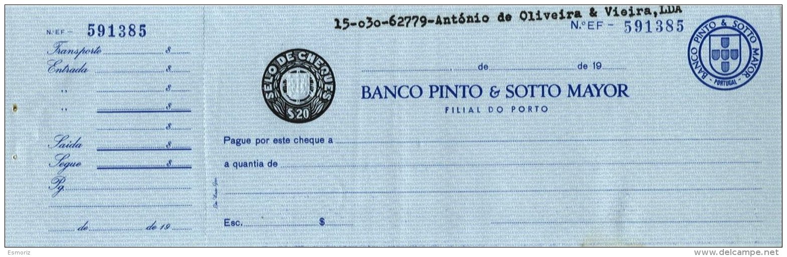PORTUGAL, Cheques, F/VF - Ongebruikt