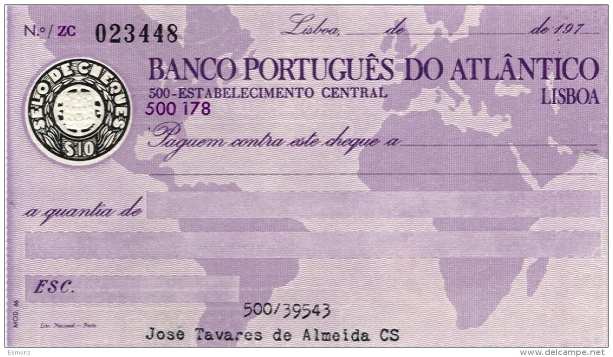 PORTUGAL, Cheques, F/VF - Ongebruikt