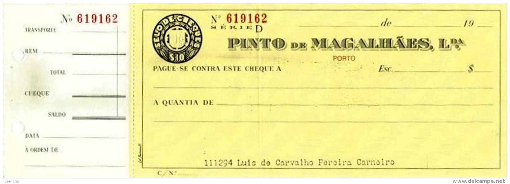 PORTUGAL, Cheques, F/VF - Nuevos