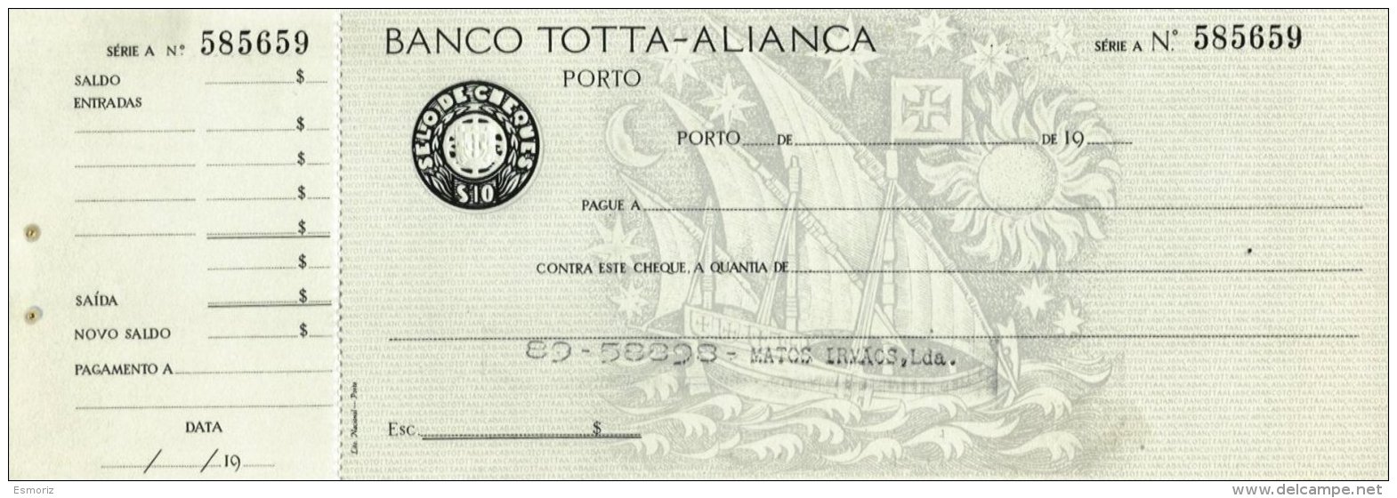 PORTUGAL, Cheques, F/VF - Ongebruikt