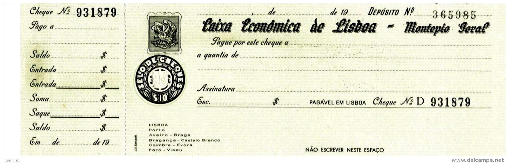 PORTUGAL, Cheques, F/VF - Neufs