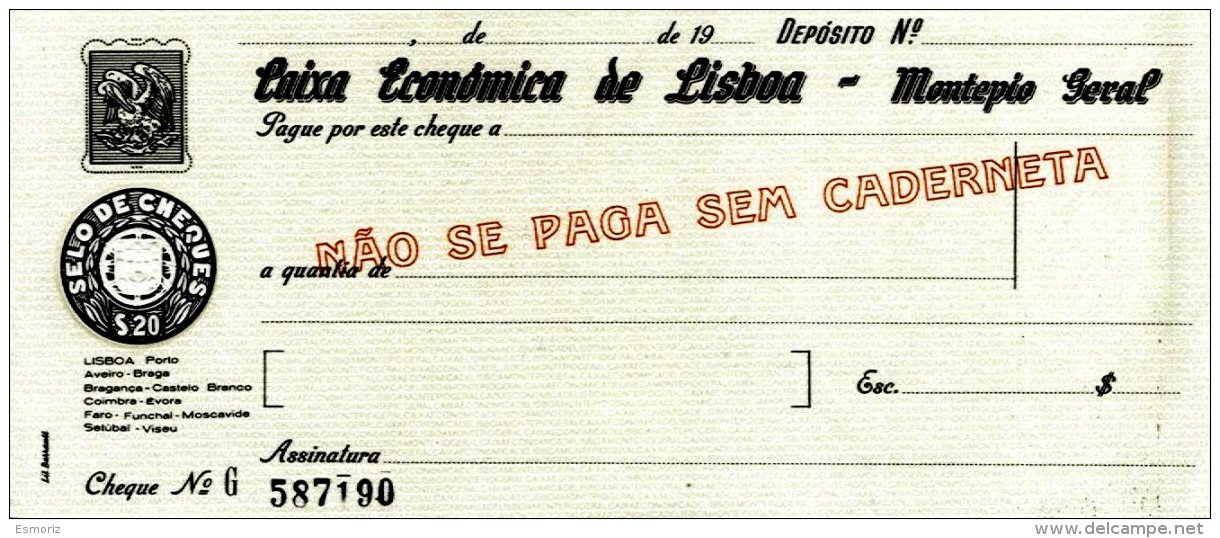 PORTUGAL, Cheques, F/VF - Neufs